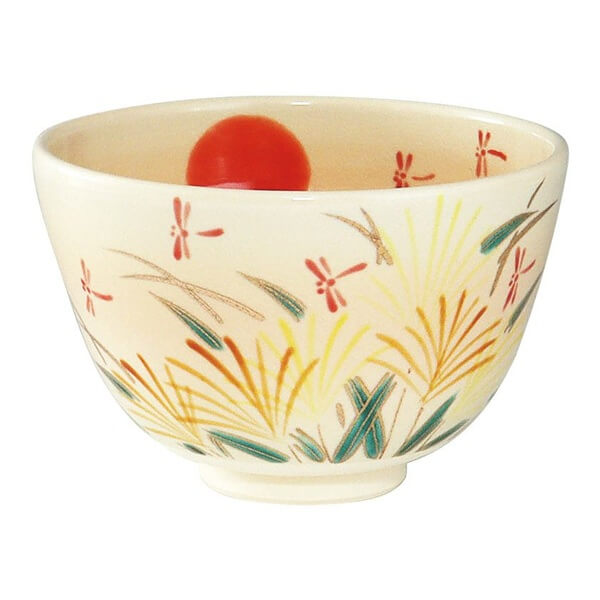 茶碗 色絵 赤とんぼ・加藤 起楽