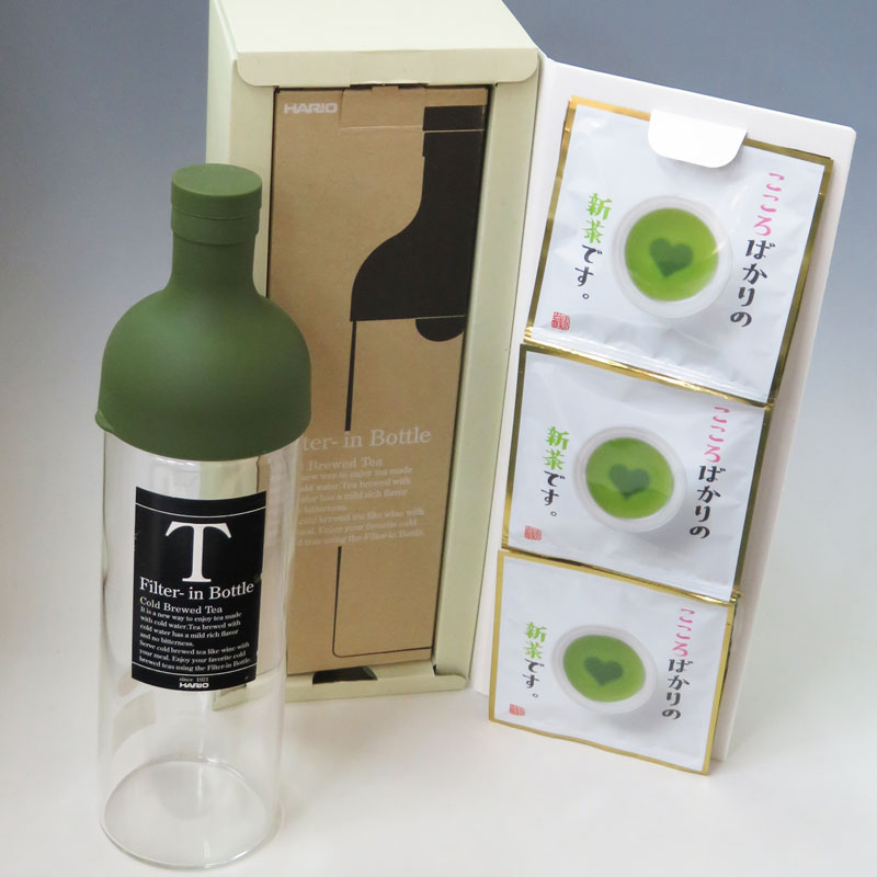 フィルターインボトルとメッセージ付き緑茶のセット